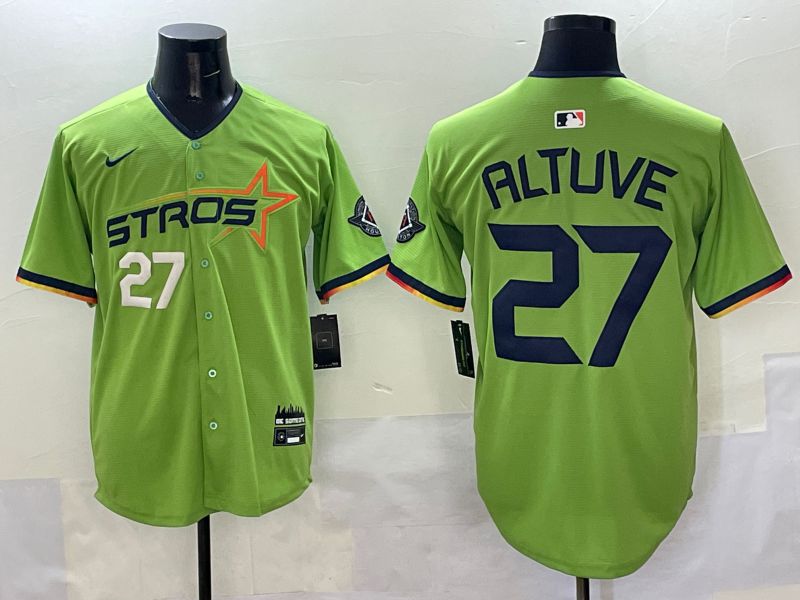 Men Houston Astros #27 Altuve Green three generations Joint Name 2025 Nike MLB Jersey style 3->houston astros->MLB Jersey